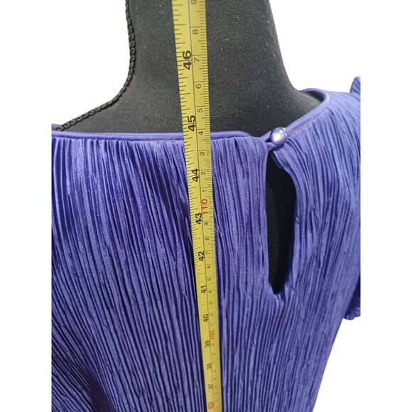 Vintage Patra Purple Pleated Dress With Sequin Floral Brooch Size 14 Womens - Picture 10 of 10
